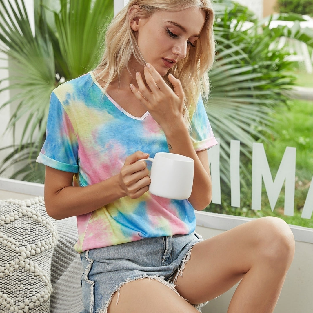 Womens Tie-dye Loose Top T-shirt Image 9