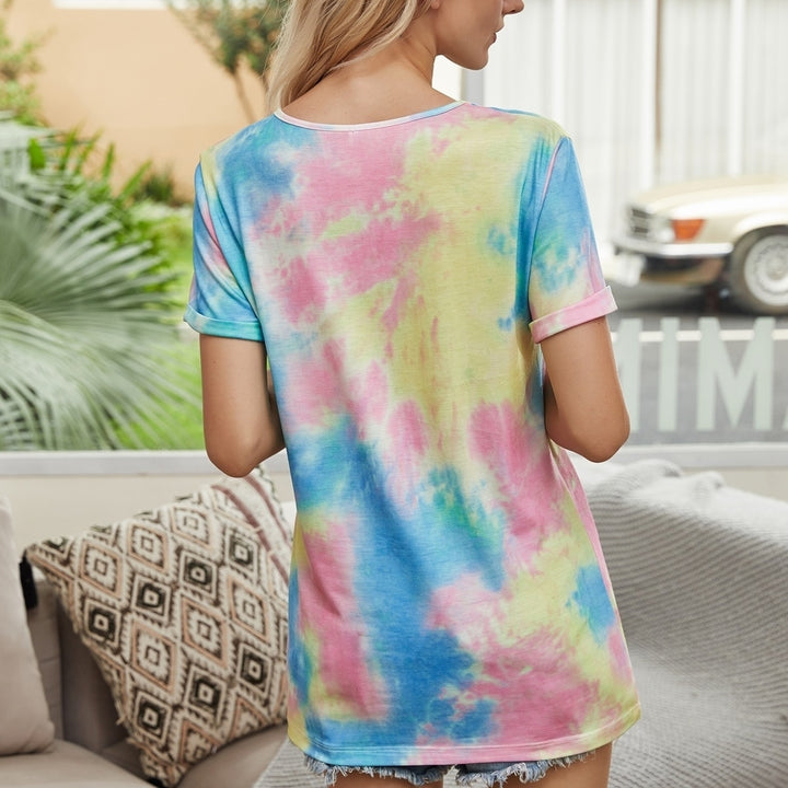 Womens Tie-dye Loose Top T-shirt Image 11