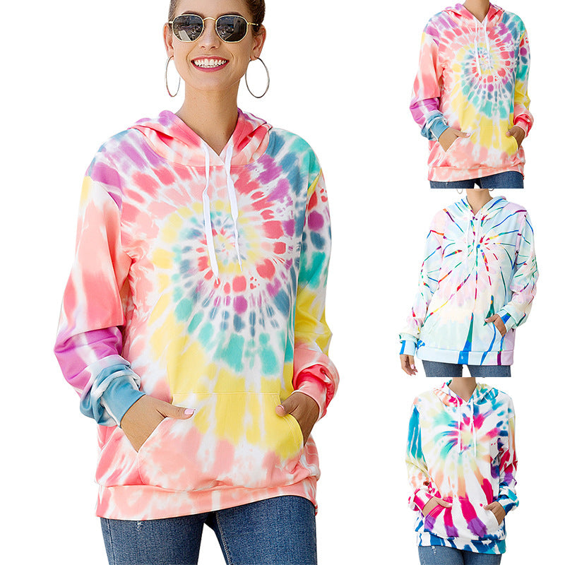 Womens Loose Printed Hooded Sweatshirt Image 1