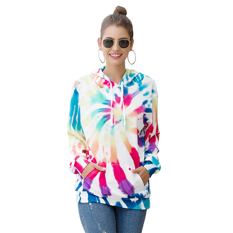 Womens Loose Printed Hooded Sweatshirt Image 4