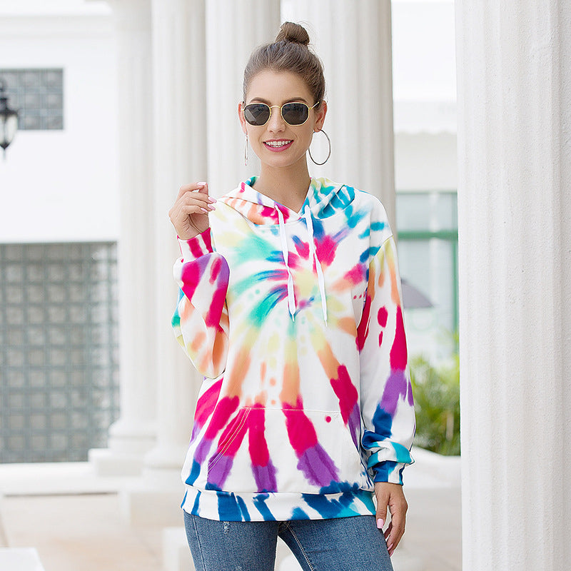 Womens Loose Printed Hooded Sweatshirt Image 6