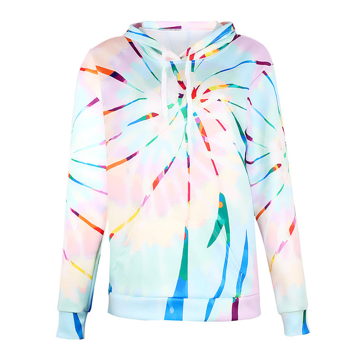 Womens Loose Printed Hooded Sweatshirt Image 11