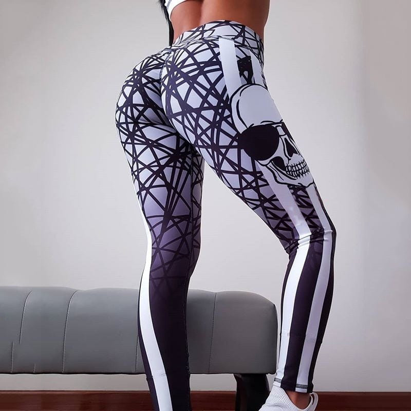 Womens Hip-Print Yoga Pencil Pants Image 1