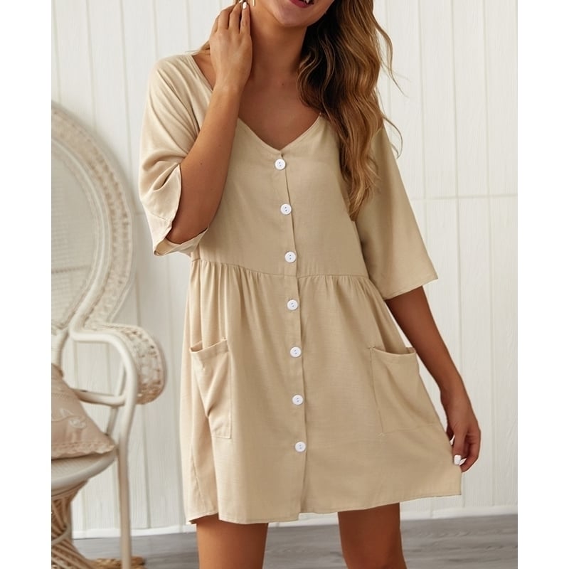 Womens Pocket Short Dress Image 1