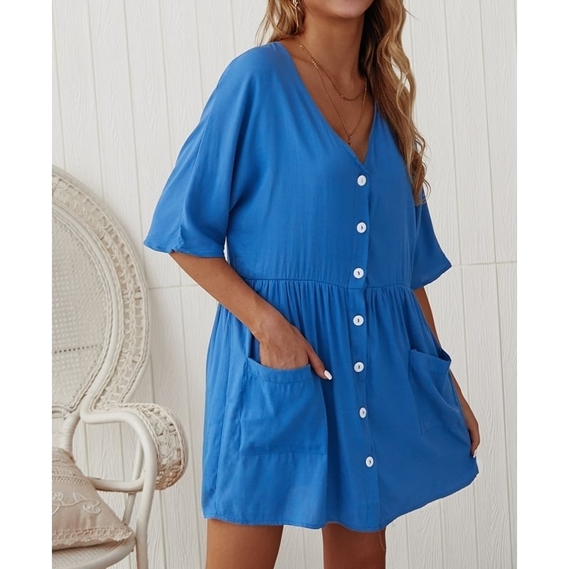 Womens Pocket Short Dress Image 1