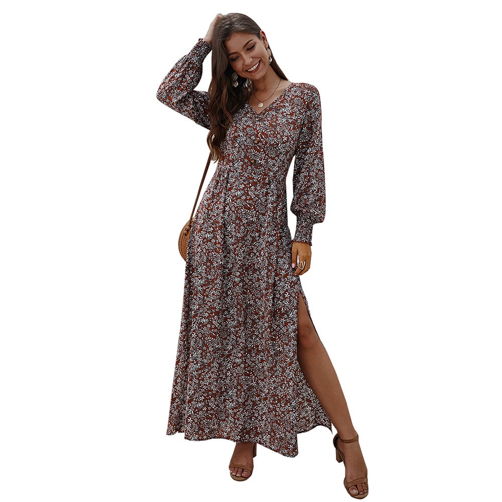 V-Neck Floral Dress Image 1