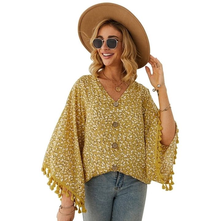 Womens Polka Dot Fringe Top T-shirt Image 3