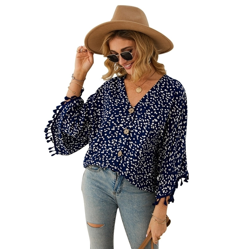 Womens Polka Dot Fringe Top T-shirt Image 4