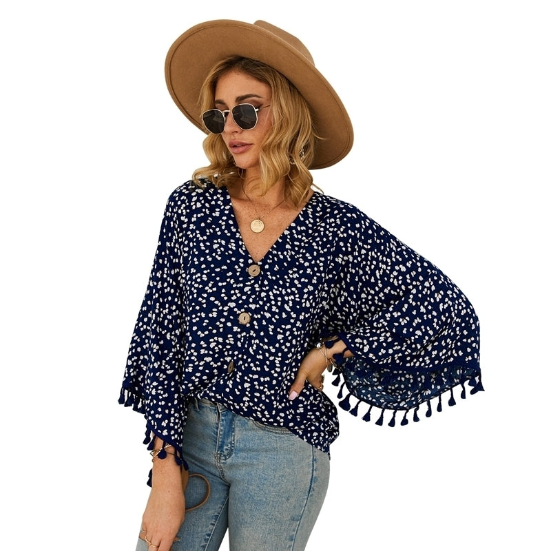 Womens Polka Dot Fringe Top T-shirt Image 7