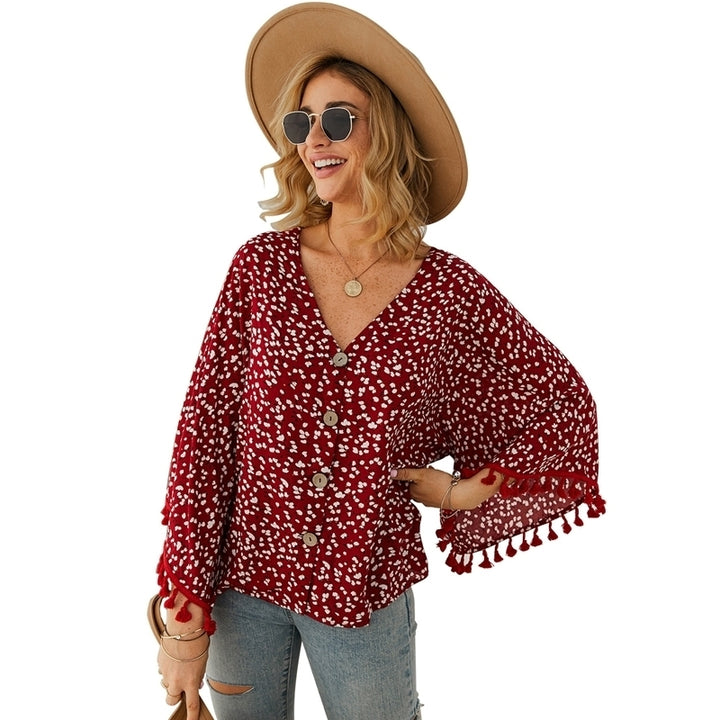 Womens Polka Dot Fringe Top T-shirt Image 8