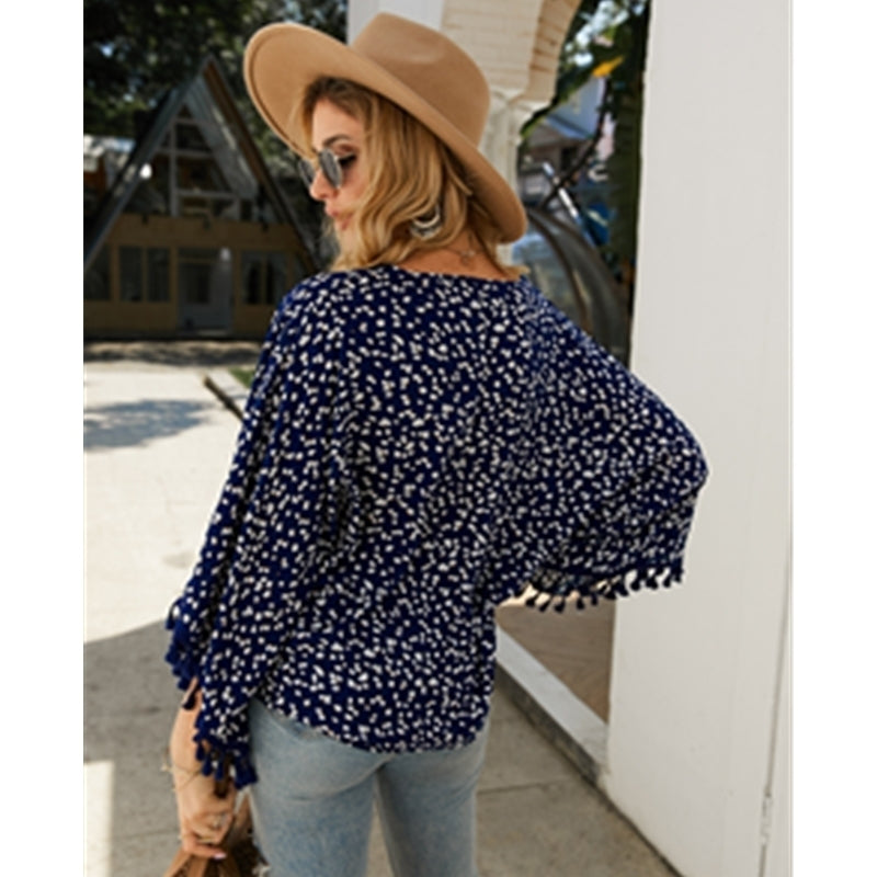 Womens Polka Dot Fringe Top T-shirt Image 9