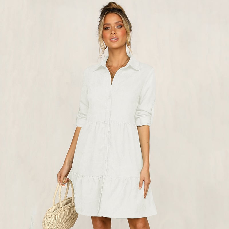 Womens Lapel Shirt Dress Image 1