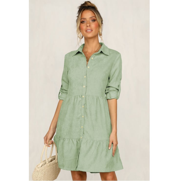 Womens Lapel Shirt Dress Image 1