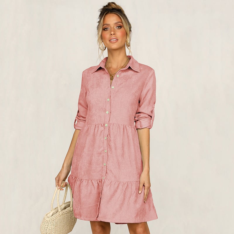 Womens Lapel Shirt Dress Image 1