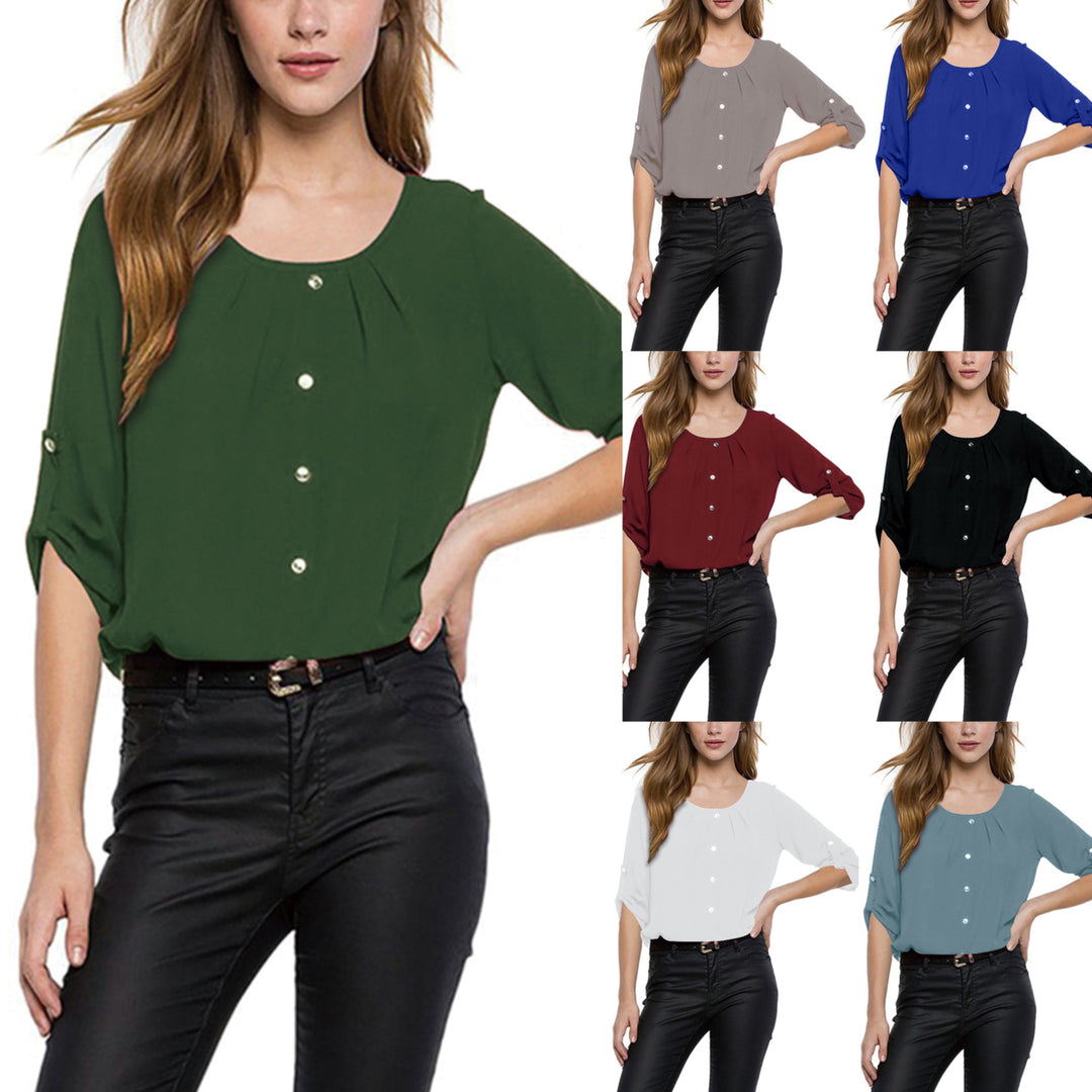 Womens Loose Sleeve Chiffon Shirt (S-5XL) Image 1