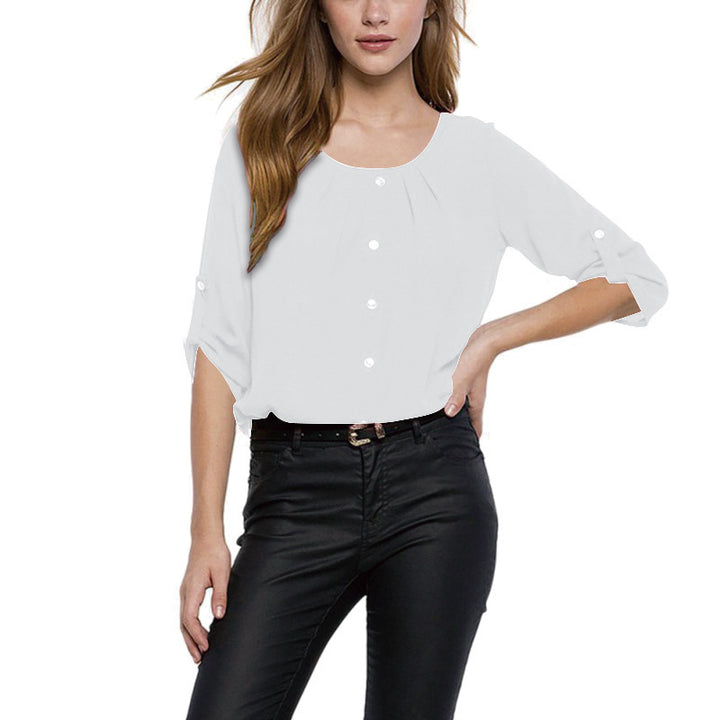 Womens Loose Sleeve Chiffon Shirt (S-5XL) Image 3