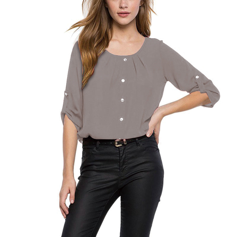 Womens Loose Sleeve Chiffon Shirt (S-5XL) Image 4