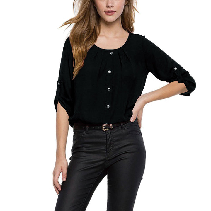 Womens Loose Sleeve Chiffon Shirt (S-5XL) Image 4