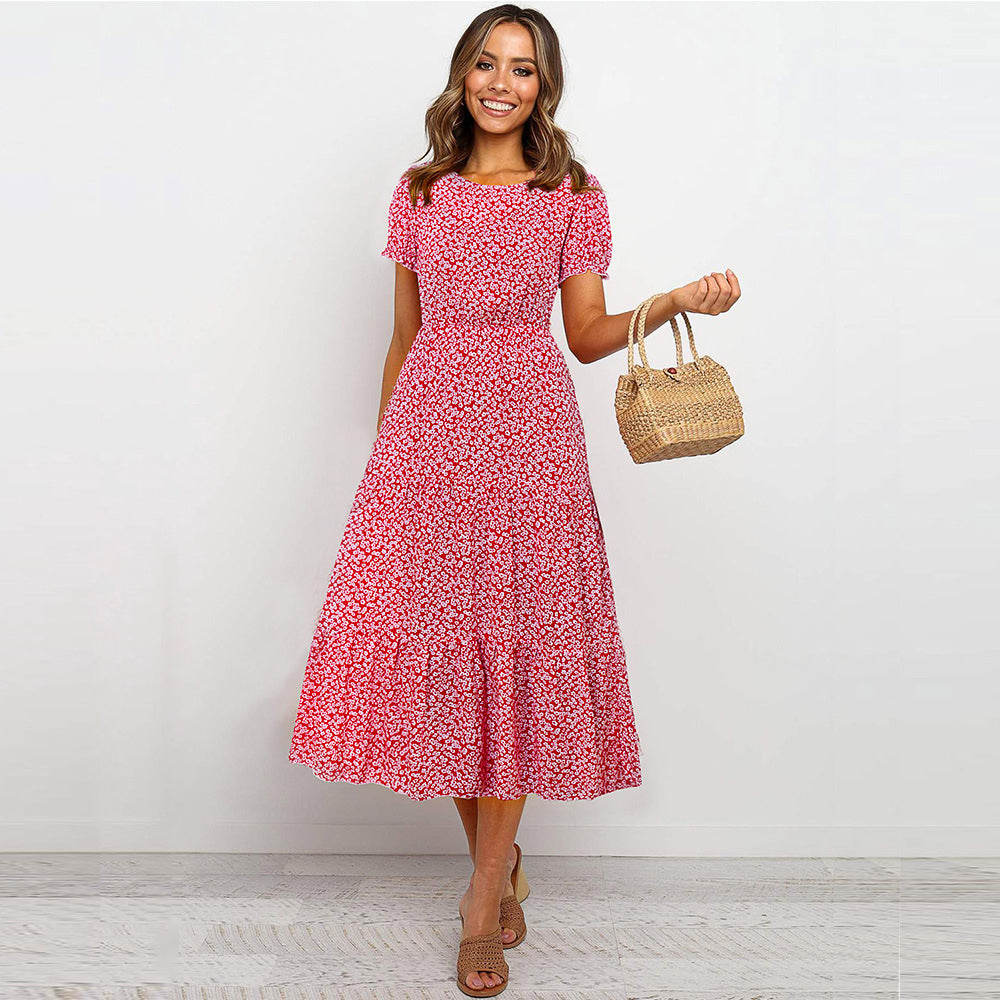 Womens Bohemian Lantern Sleeve Dress Image 3