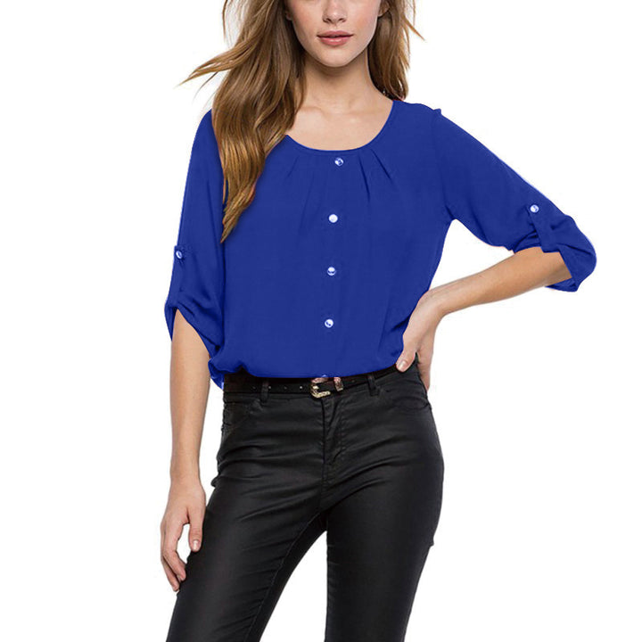 Womens Loose Sleeve Chiffon Shirt (S-5XL) Image 6