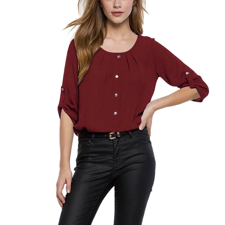 Womens Loose Sleeve Chiffon Shirt (S-5XL) Image 7