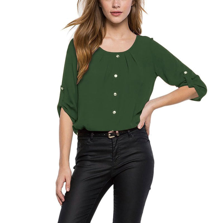 Womens Loose Sleeve Chiffon Shirt (S-5XL) Image 1