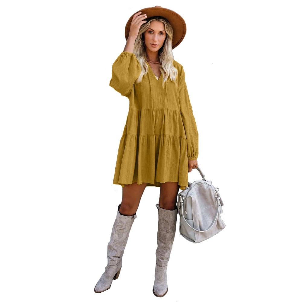 Womens Lantern Sleeve Babydoll Dress Image 1