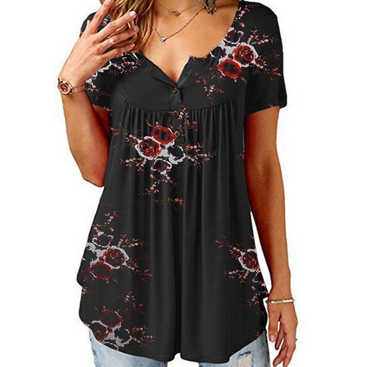 Womens Open Button T-Shirt Image 3