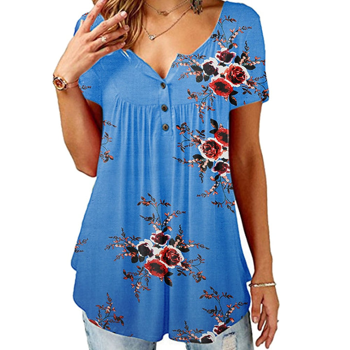 Womens Open Button T-Shirt Image 1