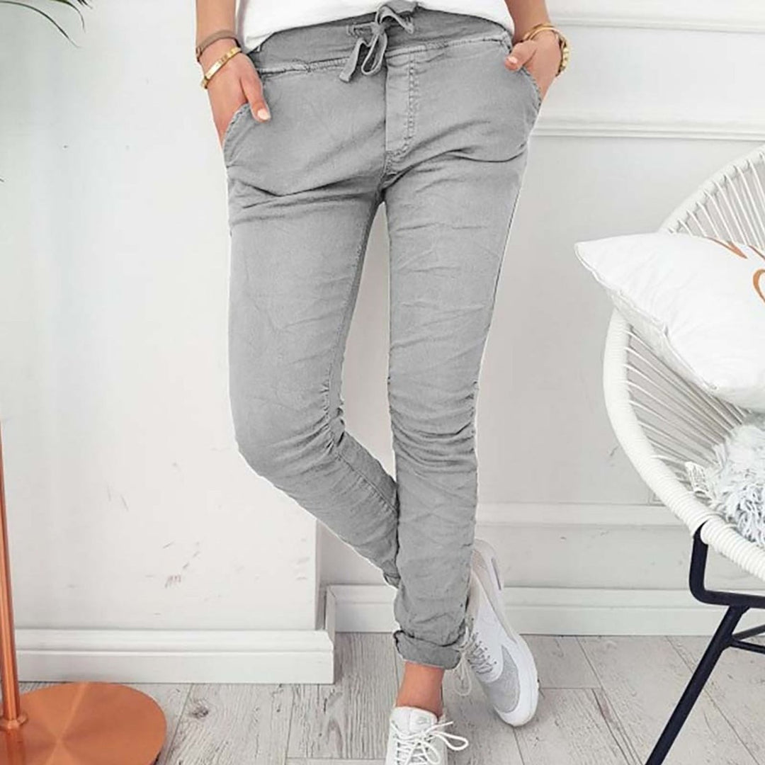 Womens Casual Slim-Fit Stretch Pants Image 1