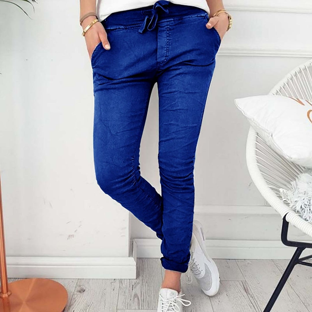 Womens Casual Slim-Fit Stretch Pants Image 1