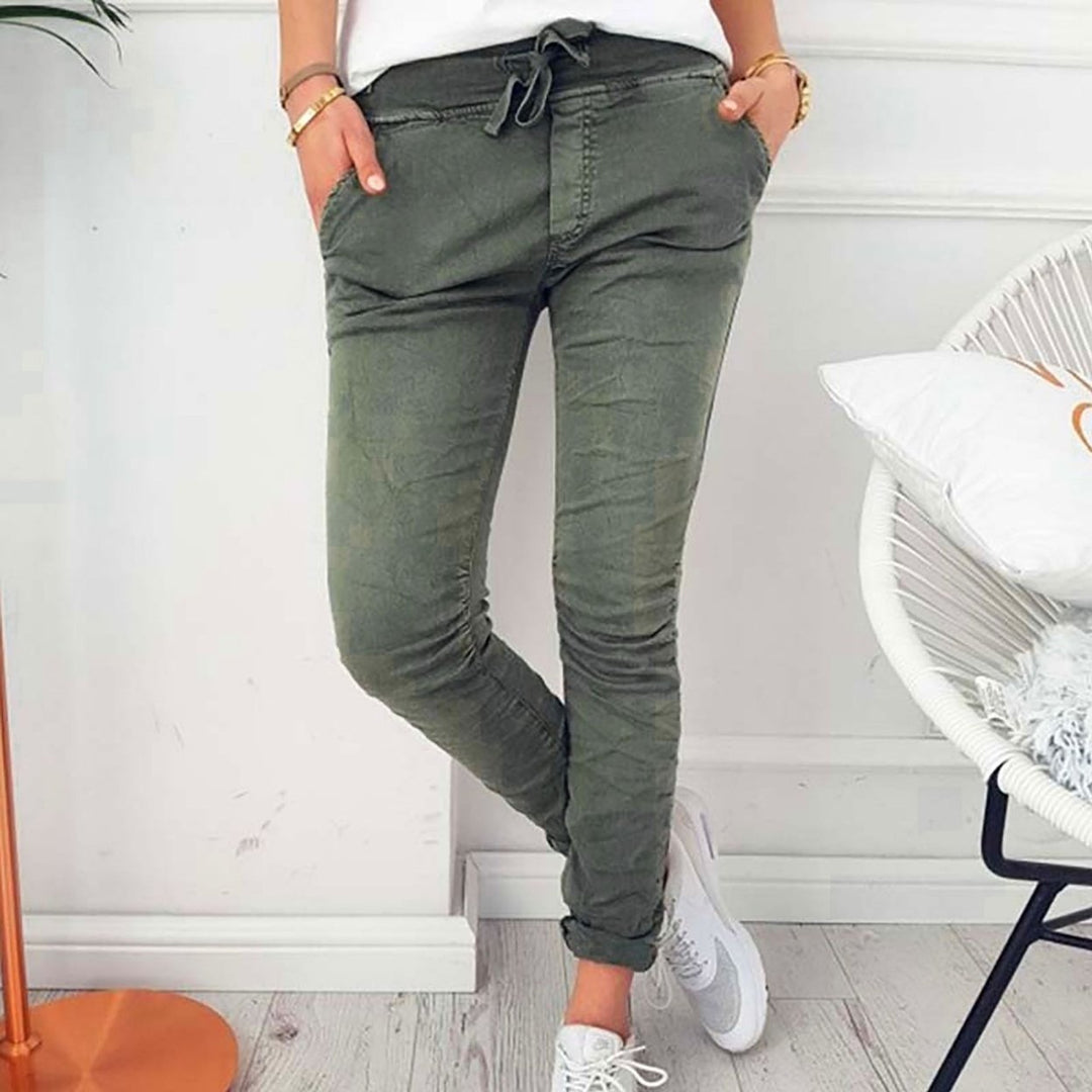 Womens Casual Slim-Fit Stretch Pants Image 1