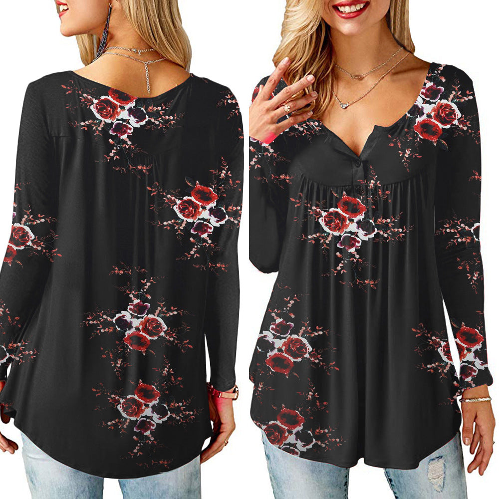 Womens Long Sleeve T-Shirt With Open Button Image 3