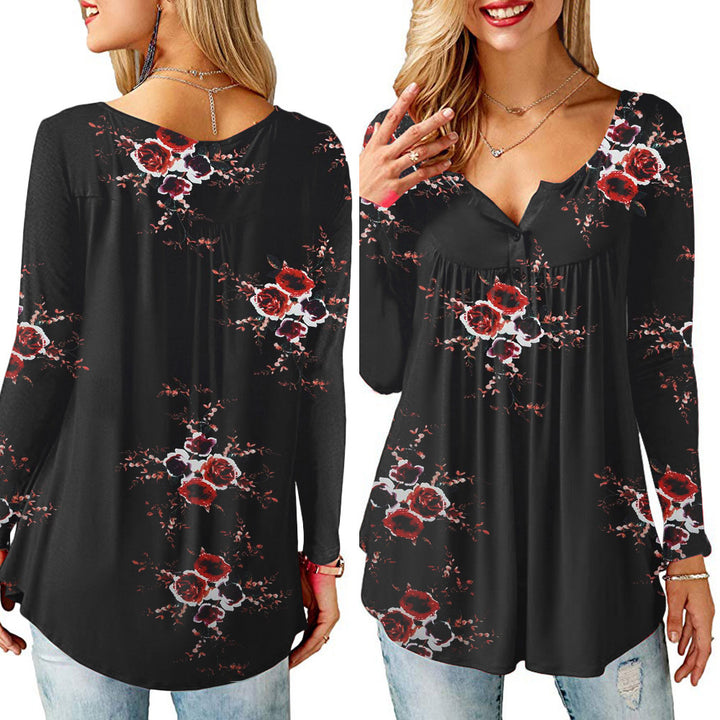 Womens Long Sleeve T-Shirt With Open Button Image 3