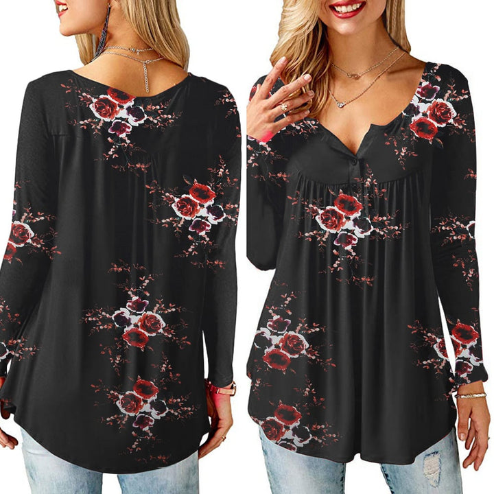 Womens Long Sleeve T-Shirt With Open Button Image 1