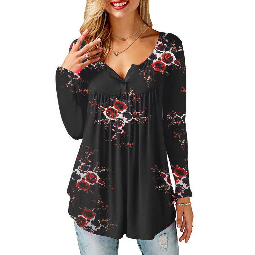 Womens Long Sleeve T-Shirt With Open Button Image 6