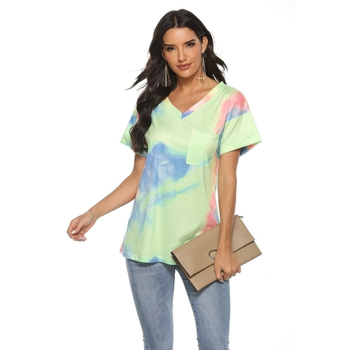 Womens Gradient V-Neck T-Shirt Top Image 4