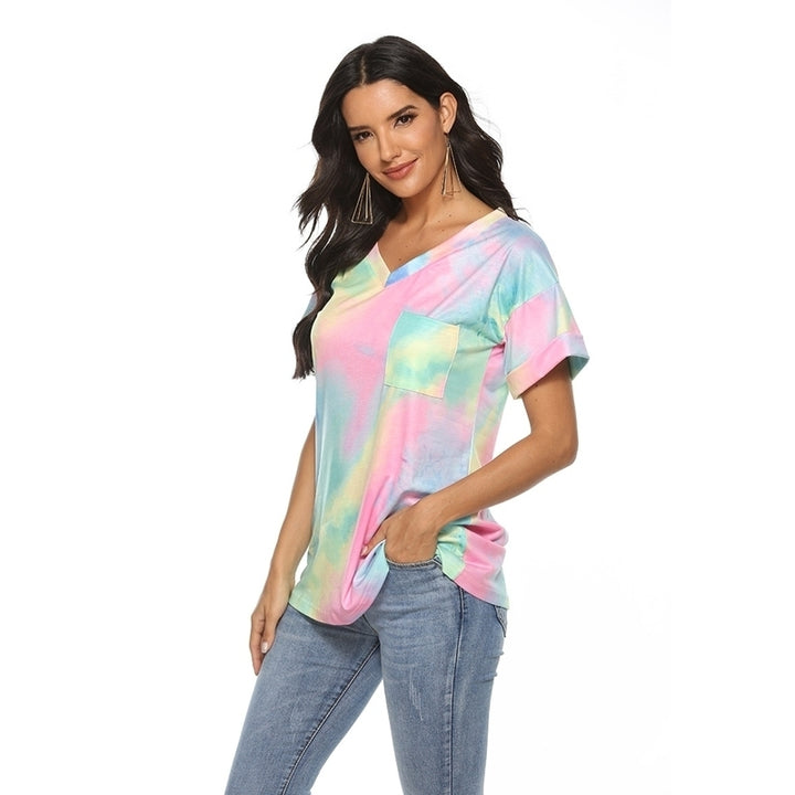 Womens Gradient V-Neck T-Shirt Top Image 6