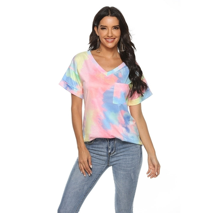 Womens Gradient V-Neck T-Shirt Top Image 7