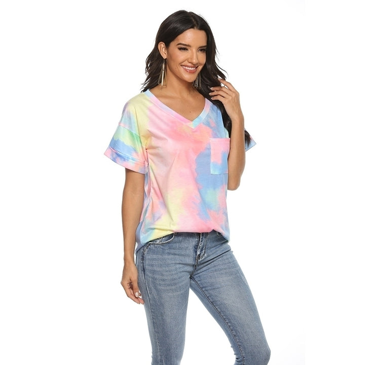 Womens Gradient V-Neck T-Shirt Top Image 8