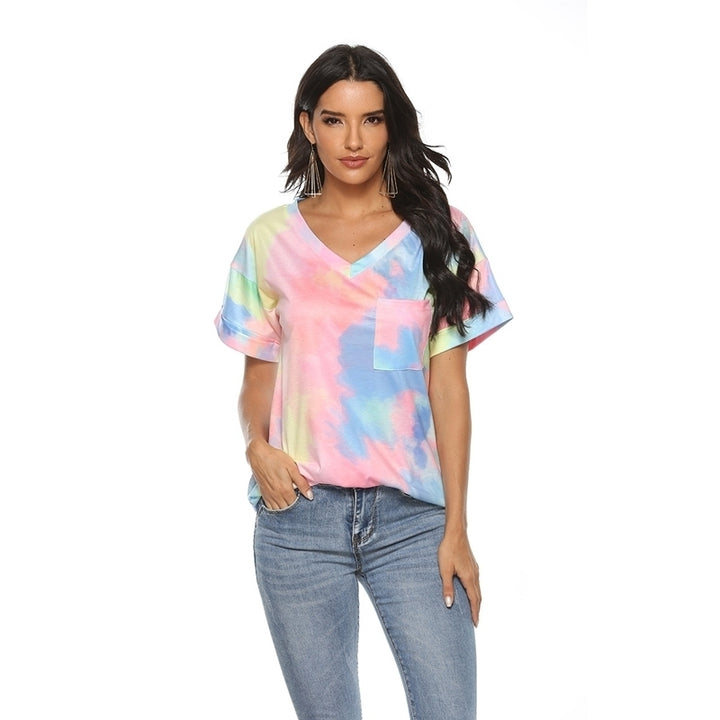 Womens Gradient V-Neck T-Shirt Top Image 9