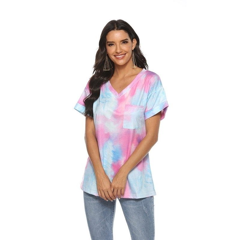 Womens Gradient V-Neck T-Shirt Top Image 10