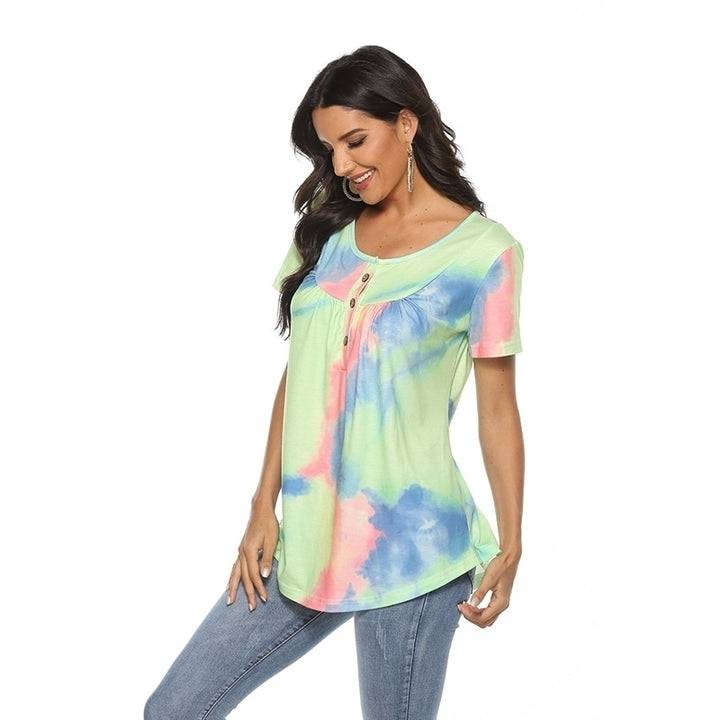 Womens V-Neck Gradient Loose Top T-Shirt Image 4