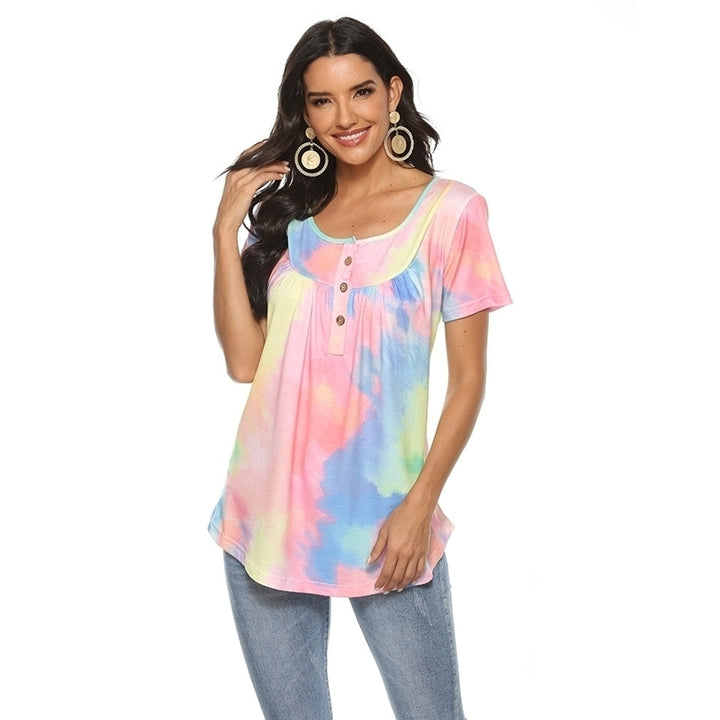 Womens V-Neck Gradient Loose Top T-Shirt Image 6