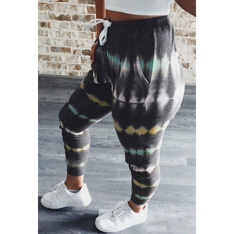 Striped Printed Lace-Up Slim Track Pants Women Image 4