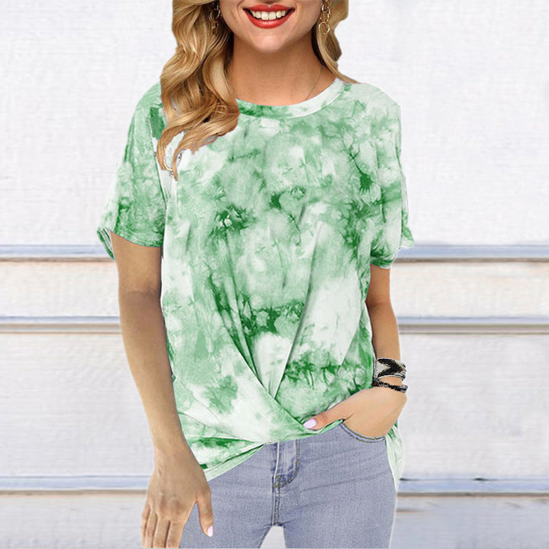 Womens Printed Twisted T-shirt 7 colors Image 3