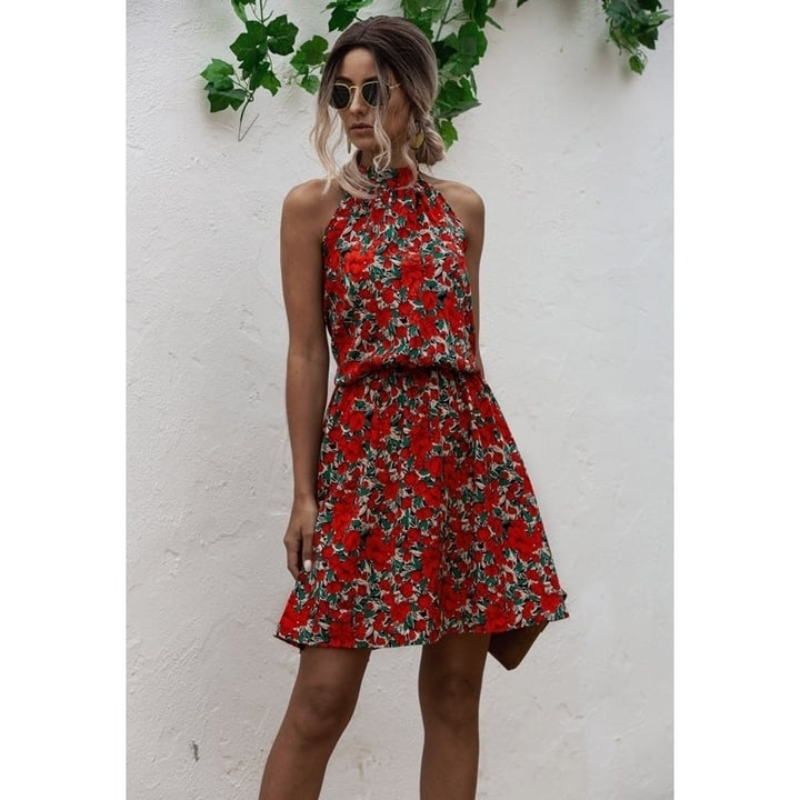 Sexy Halter Floral Print Dress Image 1