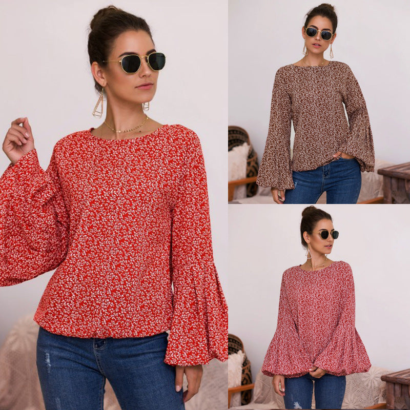 Large Puff Sleeve Floral Print Top Image 1