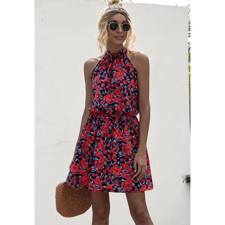 Sexy Halter Floral Print Dress Image 1