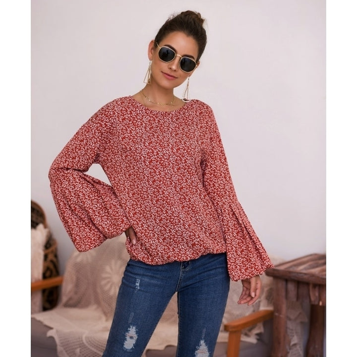 Large Puff Sleeve Floral Print Top Image 3